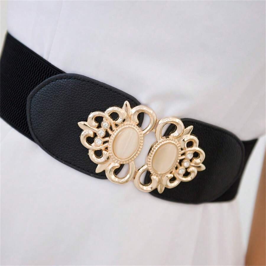 1 件女士时尚百搭装饰腰带，松紧腰带适合连衣裙、裙子、外套，适合日常穿着 - 彩色 - 查看 1