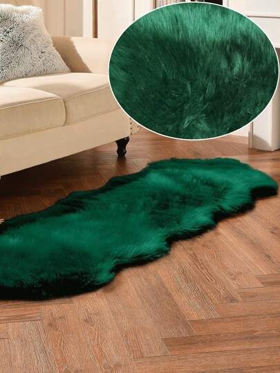 1PC Zachte Faux Fur Vloerkleed Dark Groen Fluffy Area Living Room,Bedroom Floor, Machine Washable, Stoel Couch ,Sofa Hoes ,Bedroom Bedside,Luxurious Moderne Home view 7