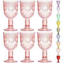 2pcs Reusable Plastic 12oz Colored Wine Glasses With Unique Floral Embossed Pattern, Crack-Resistant, Suitable For Weddings, Parties, Bars, And Water Drinking