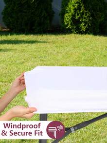 1 pieza Mantel de tela elástica blanco de spándex, cubierta ajustada para mesa, mantel de tela elástica lavable para decoración de mesa en cumpleaños, bodas, hoteles, fiestas, eventos, picnics, campamentos, interior y exterior - Blanco - Ver 2