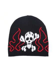 1 pieza Gorro de punto con estampado de calavera, estilo Y2K unisex, adecuado para la calle, fiestas y exteriores en otoño/invierno, cálido y cortavientos - sombrero de punto - Ver 2