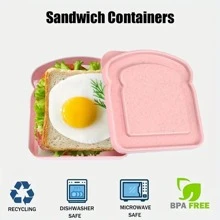 1 个可重复使用的三明治容器：适用于微波炉和洗碗机，适合家庭或成人 - 厨房野餐用品、厨房储物用具、收纳盒、房间装饰，适用于厨房、餐厅、派对、露营、聚会、送给朋友的礼物、家庭礼物、圣诞礼物、家居装饰、圣诞礼物、家居礼物、房间装饰， - 彩色 - 查看 4