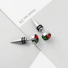 1 pieza de expansores de oreja con diseño de cono puntiagudo de estilo punk, expansores de oreja con estampado de cereza, adecuado para que usen hombres y mujeres - plata - Ver 8