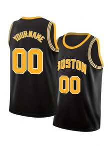 定制姓名和号码男友风格男士刺绣篮球球衣黑色圆领个性无袖衬衫派对比赛训练比赛运动上衣 DIY S-Xxl