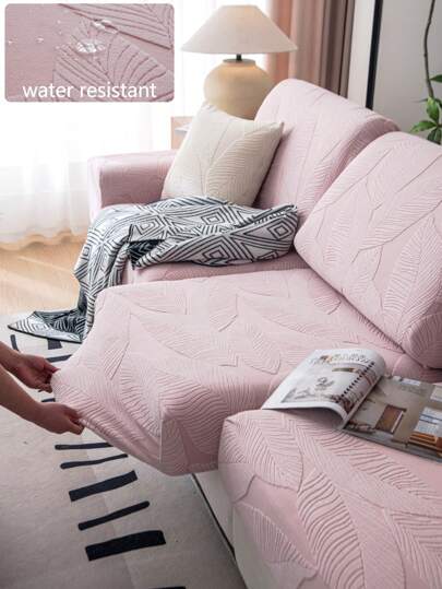 1件装弹力沙发套，防滑、防水、全覆盖、加厚面料、四季通用、可机洗、防尘、宠物友好、家居装饰，适用于L型沙发和1/2/3/4人座沙发，粉色