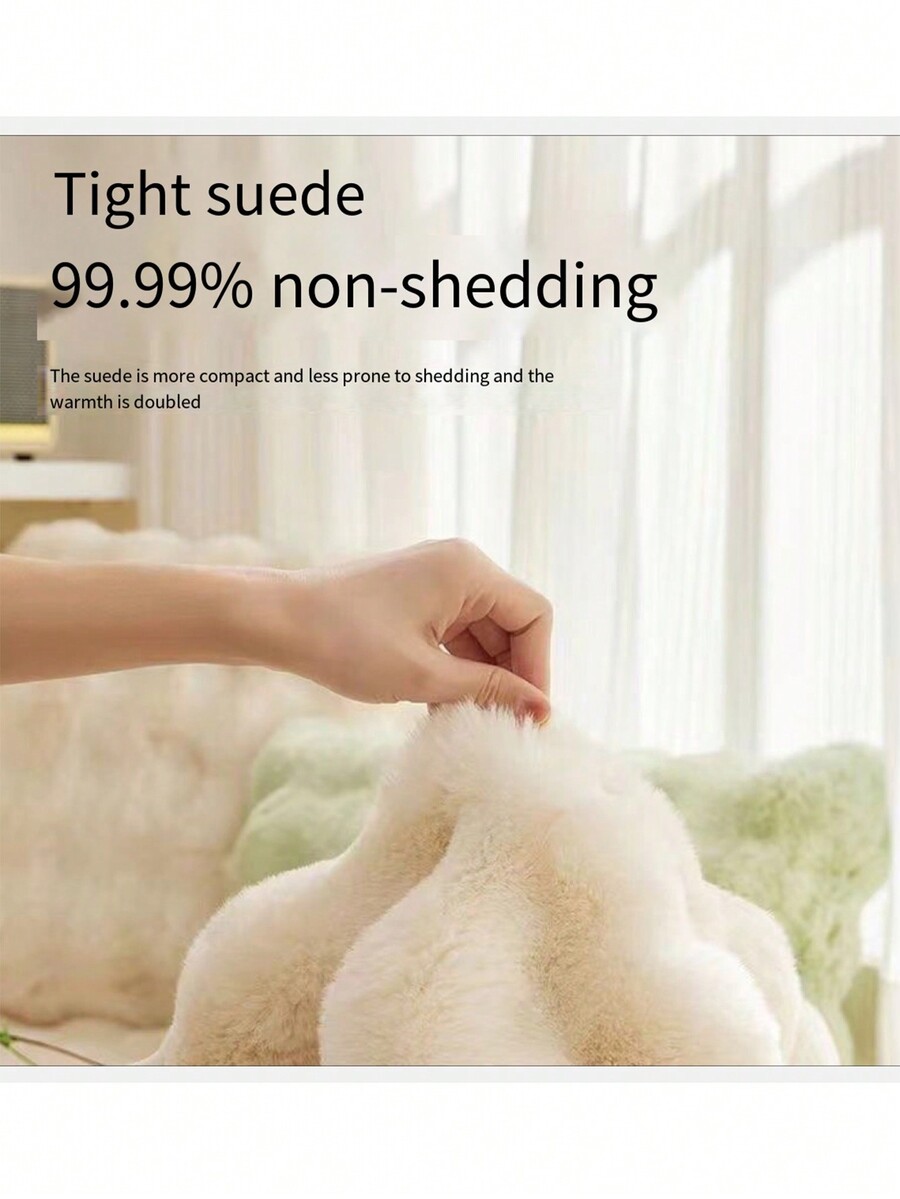 1pc Soft Faux Rabbit Fur Carpet Machine Washable, Comfortable, Anti