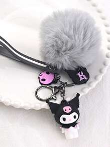 1 件卡通可爱钥匙扣、毛绒娃娃配件、动漫钥匙扣、柔软蓬松绒球钥匙扣、吊坠附件、卡通钥匙圈毛绒吊坠、生日、情人节、圣诞节礼物送给朋友