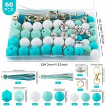60 cái/hộp hạt tròn silicon đa diện tua rua da kết hợp để làm đồ trang sức DIY vòng tay thủ công vòng cổ bút nhựa chuỗi hạt chìa khóa túi điện thoại móc chìa khóa trang trí xe hơi vật dụng thủ công - Nhiều màu - Xem 10