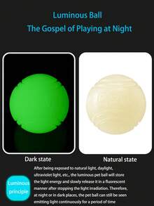 1 chiếc đồ chơi bóng phát sáng đàn hồi cho chó, bóng rắn chống cắn cho chó nhỏ vừa lớn, đồ chơi mài răng cho thú cưng - trắng - Xem 3