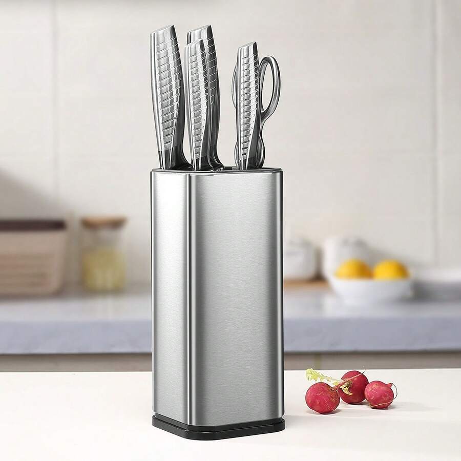 1pc Stainless Steel Knife Holder With A Variety Of Slots For Kitchen