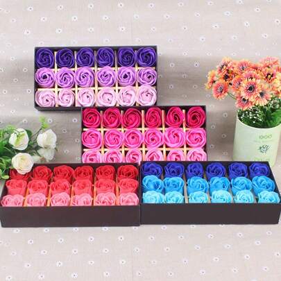 18pcs Soap Rose Gift Box, Soap Flower Gift Box For Valentine's Day, Mother's Day, Birthday, Simulation Flower Souvenir, Holiday Small Gift, Colorful (Color Not Specified)
