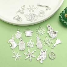 20 chiếc mặt dây chuyền hợp kim hình bông tuyết và ông già Noel cho vòng tay, khuyên tai, vòng cổ, phụ kiện trang trí Giáng sinh tự làm - Bạc sáng - Xem 4