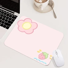 2026 Pink Strawberry Square Mouse Pad, Cute & Compact Desktop Wireless Mouse Pad, Edged Non-Slip PU Material Gaming Mouse Pad, Suitable For Computer, Laptop, Home Office Decor, 26*21cm, Christmas/New Year Gift - Pink - View 1