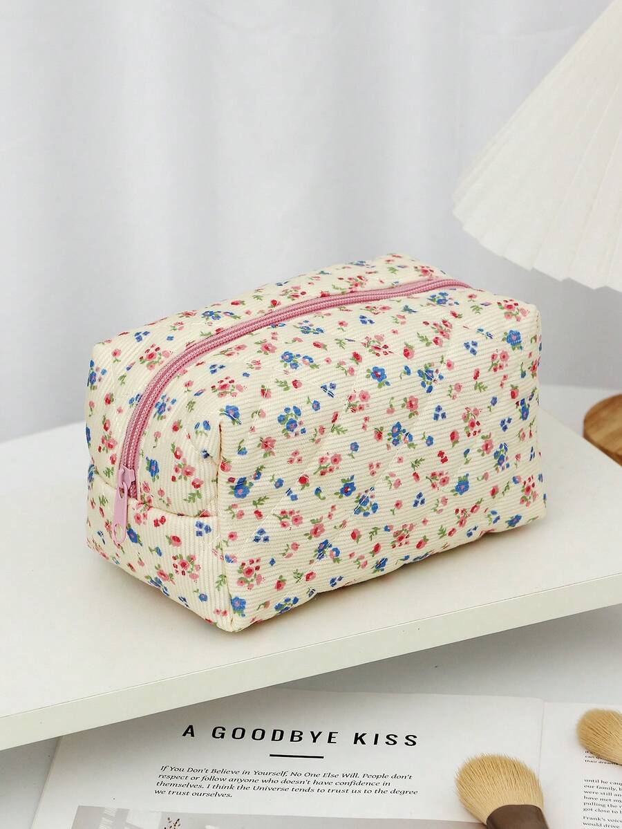 1Pc Ditsy Floral Cosmetic Organizer Wallet Pouch Portable Cosmetics