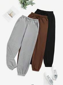 纯色保暖内衬运动裤三件套。舒适凉爽，活力无限的纯色保暖内衬运动裤三件套。三件套运动时尚套装适合秋冬季休闲运动、跑步、聚会和派对。简约三件套。 - 彩色 - 查看 3