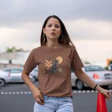 Kit - 2 Printed Women's T-Shirts, Basic, Slim, 100% Cotton, Super Comfortable, Premium Fabric With Round Neck - Cà phê nâu - Xem 5