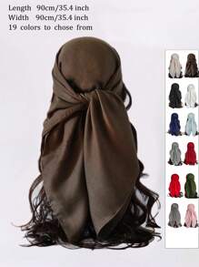 1pc Women's Pure Headscarf Square Scarf Silk Scarf Imitation Linen Hairband Decoration Bandana Shawl Badanatop Headscarf Blue Bandana Silk Scraf Bandana,Hair Band,Head Band Ideal For Dressing Up Your Look - Multicolor - View 1