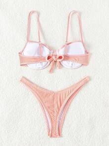 RIBBED BIKINI SET SUMMER FASHION 2022 - Rusty Rose - View 2