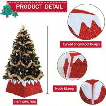 Christmas Tree Collar, 24 Inch Xmas Tree Ring Fabric Square Skirt For Artificial Trees, Snow Cover And Sequin Christmastree Box Collar,Holiday Christmas Home Decor For Decorations