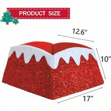 Christmas Tree Collar, 24 Inch Xmas Tree Ring Fabric Square Skirt For Artificial Trees, Snow Cover And Sequin Christmastree Box Collar,Holiday Christmas Home Decor For Decorations