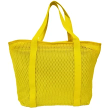 Bolsa de Praia Amarela Tote Bag Tela Mesh Emborrachada Piscina Feminina - Amarelo - Visão 1