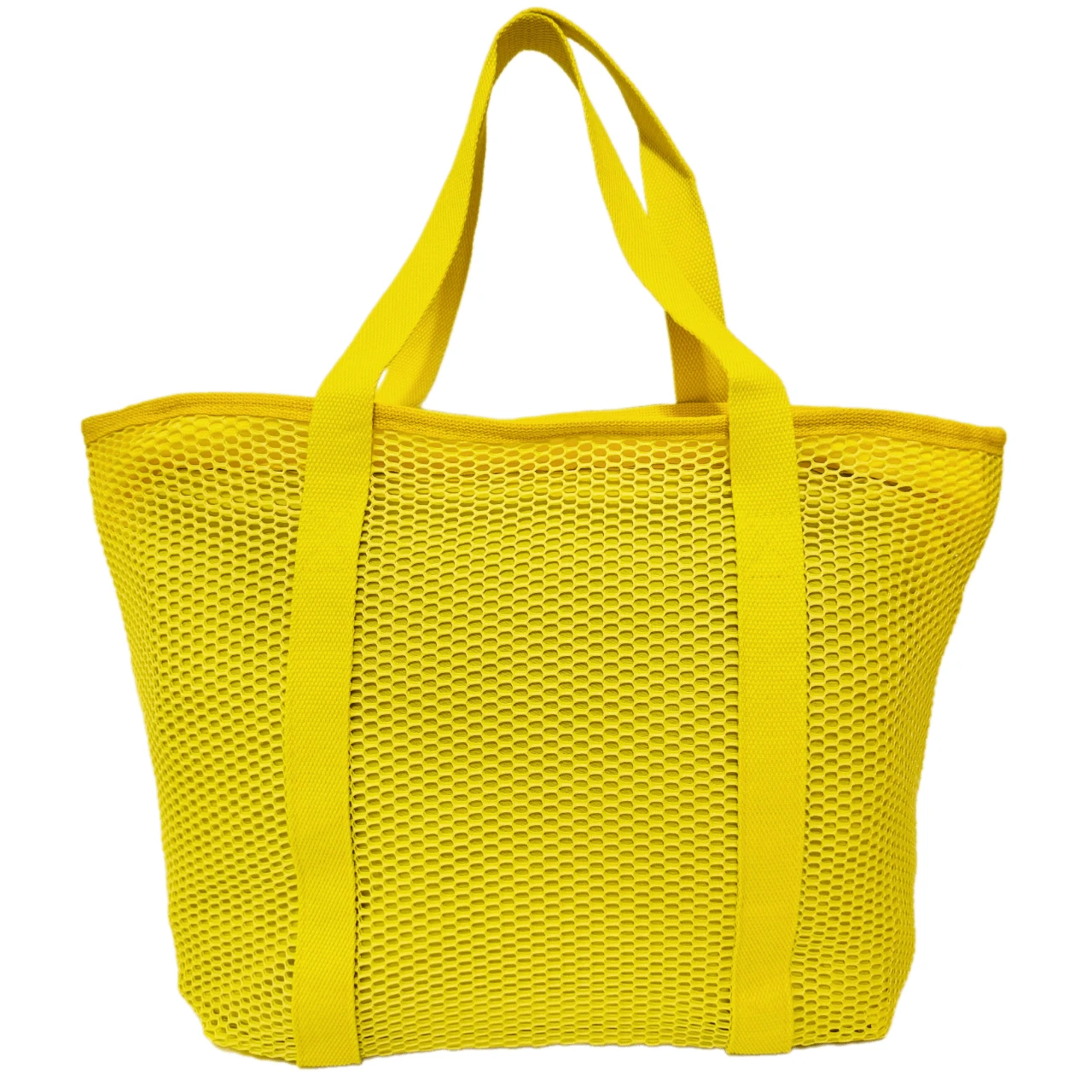 Bolsa de Praia Amarela Tote Bag Tela Mesh Emborrachada Piscina Feminina - Amarelo - Visão 1