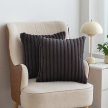 2 piezas de fundas decorativas acogedoras y suaves de terciopelo con rayas para almohada, funda de cojín para sofá y sillón