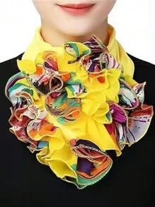 1 pieza Snood de mujer de gasa arrugada, cuello falso, bufanda con protección para el cuello, de seda versátil y elegante, adecuada para el uso diario y actividades al aire libre, Día de San Valentín