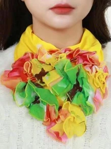 1 pieza Snood de mujer de gasa arrugada, cuello falso, bufanda con protección para el cuello, de seda versátil y elegante, adecuada para el uso diario y actividades al aire libre, Día de San Valentín