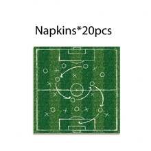 Soccer Themed Disposable Tableware Set For 20 Guests, GOAL! Print Paper Plates Cups Napkins, Green Football Field Pattern Party Supplies For Boys Birthday Sports Game Celebration - Multicolor - View 10