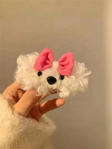 可爱毛绒蝴蝶结小狗发夹冬季流苏侧夹儿童头饰发饰 - 彩色 - 查看 9