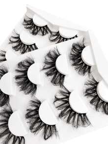 Asiteo 4 Pairs 25mm 9D Faux Mink Lashes Bulk Russian Volume Fluffy Natural False Eyelashes Thick Dramatic Faux Mink Eyelashes - 黑色 - 查看 2
