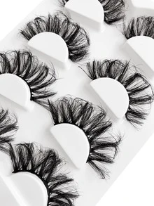 Asiteo 4 Pairs 25mm 9D Faux Mink Lashes Bulk Russian Volume Fluffy Natural False Eyelashes Thick Dramatic Faux Mink Eyelashes - 黑色 - 查看 8