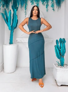 Vestido longo Regata feminino De Viscolycra Com Costura Exposta