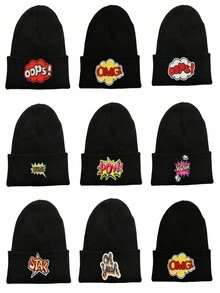 1 chiếc mũ len dệt kim thêu chữ OMGPOW phong cách đường phố cho mùa thu/đông mũ Giáng sinh mùa đông mũ len trượt tuyết cho nam - màu đen - Xem 12