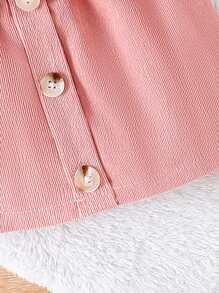 Baby Girl Set Of Solid Color Long Sleeve Romper And Pink Bow Decorated Skirt With Headband