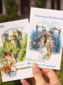 15张/包 复古大号贴纸套装，包含栅栏、花卉、花径、日记、剪贴簿、装饰贴纸，适合返校季剪贴簿，趣味贴纸，笔记本电脑贴纸，Kindle手机贴纸 - 彩色 - 查看 8