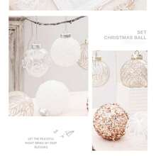 6pcs/Box, 8cm Diameter Transparent Painted Christmas Ornament Balls, Christmas Decorations, Christmas Tree Pendants, Holiday Party Decor, Hanging Ornaments, Costume Accessories Best Gifts Birthday