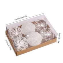 6pcs/Box, 8cm Diameter Transparent Painted Christmas Ornament Balls, Christmas Decorations, Christmas Tree Pendants, Holiday Party Decor, Hanging Ornaments, Costume Accessories Best Gifts Birthday