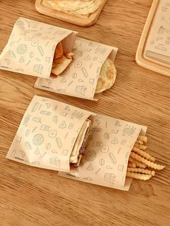 25 piezas/paquete Bolsa de papel resistente al aceite desechable, Bolsas de embalaje engrosadas para tarta, huevo, hamburguesa, postre y sándwich. Forros de cocina para freidor de aire, papel para freidor de aire, papel para freidor de aire