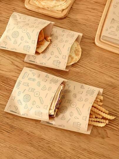 25pcs/Package Disposable Greaseproof Paper Snack Bag, Thickened Packaging Bags For Tart, Egg, Burger, Dessert And Sandwich Air Fryer Kitchen Air Fryer Liners Air Fryer Paper Airfryer Air Frier