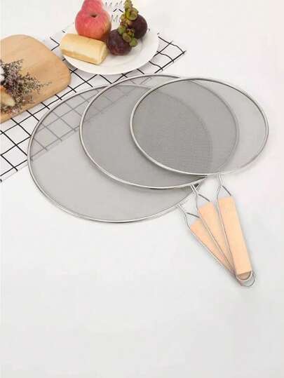 1pc Anti-Splatter Oil Mesh Cover Oil Splash Screen For Frying Pan, Splash Guard, Grid Stainless Steel Grease Guard, Suitable For Kitchen Frying Pan, Cooking Supplies