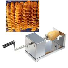 Stainless Steel Manual Twister Tornado Spiral Potato Cutter Spiral Potato Slicer Chipper Potatoes Chips Cutter Machine Kitchen Tool Silver - 銀色 - 查看 1