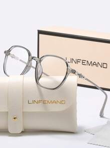 LINFEMAND 时尚大框方形透明镜片眼镜，花卉图案，适合女士休闲户外，节日礼物，女士眼镜配件 - 無色 - 查看 12