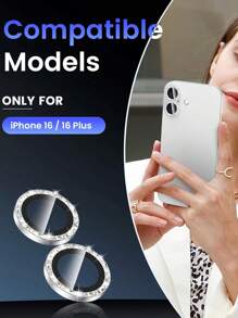 Bộ 3 miếng dán bảo vệ ống kính máy ảnh tương thích với iPhone 16/16 Plus, miếng dán bảo vệ màn hình bằng kính cường lực 9H, độ phân giải HD trong suốt, nhẫn kim loại cá nhân tương thích với iPhone 16 6.1 inch/16 Plus 6.7 inch 202 4 món quà sinh nhật, gia đình, bạn bè Pha lê lấp lánh, miếng dán bảo vệ ống kính, phụ kiện điện thoại chống nước, chống sốc, chống rơi, chống rơi, chống trầy xước, chống bám vân tay, bao phủ toàn bộ - Bạc - Xem 2