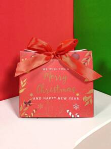 5pcs Christmas Gold Foil Gift Boxes With Ribbons, Suitable For Printing Pattern Decoration, Christmas Party Gift Packaging