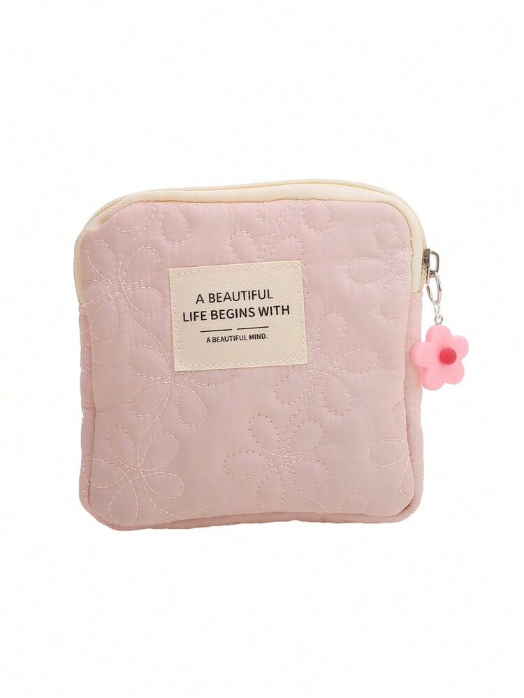 1 chiếc ví đựng tiền xu hình hoa chần bông tươi mới và đơn giản và đơn giản Túi đựng tai nghe di động dung tích lớn đựng đồ lặt vặt Túi nhỏ đựng đồ - Nhiều màu - Xem 7