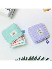 1 chiếc ví đựng tiền xu hình hoa chần bông tươi mới và đơn giản và đơn giản Túi đựng tai nghe di động dung tích lớn đựng đồ lặt vặt Túi nhỏ đựng đồ - Nhiều màu - Xem 4