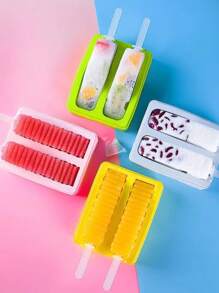 冰棒模具套装 - 硅胶模具，可堆叠冰淇淋模具，带盖和可重复使用的棍棒 - 多色 - 查看 14