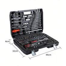 Socket Set Ratchet Professional 216 Pcs 1/2 1/4 3/8 Tools Toolbox, Tools For Men - Black - View 4